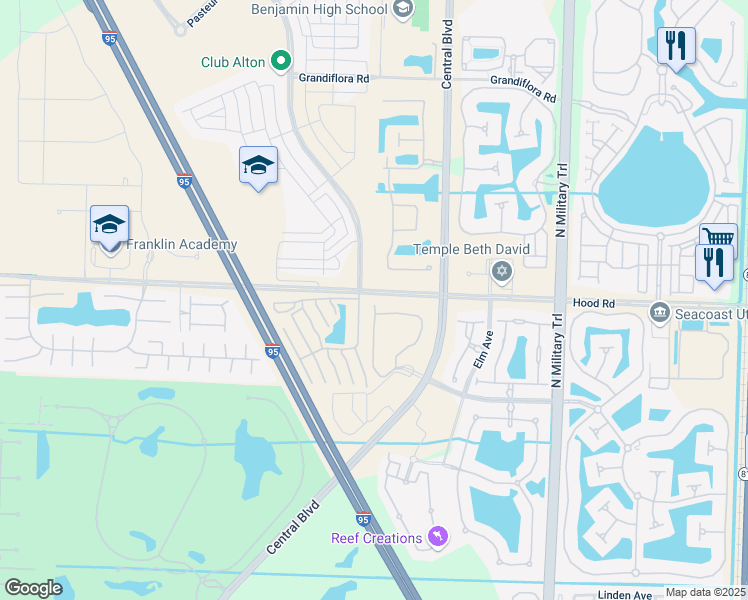 map of restaurants, bars, coffee shops, grocery stores, and more near 1134 San Michele Way in Palm Beach Gardens