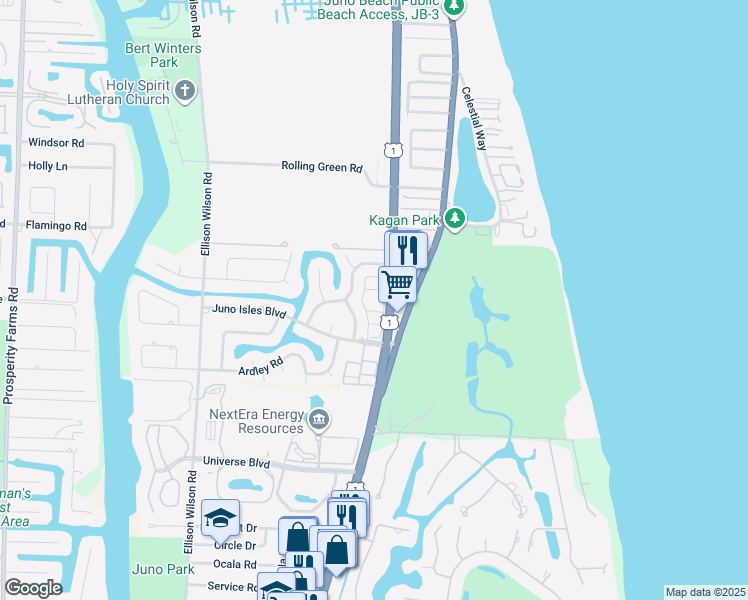 map of restaurants, bars, coffee shops, grocery stores, and more near 12888 Packwood Road in North Palm Beach