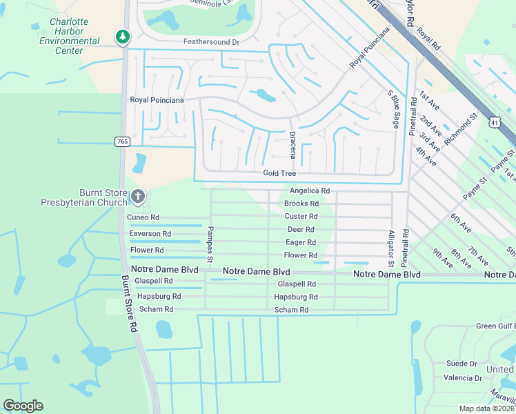 map of restaurants, bars, coffee shops, grocery stores, and more near 26262 Brooks Road in Punta Gorda