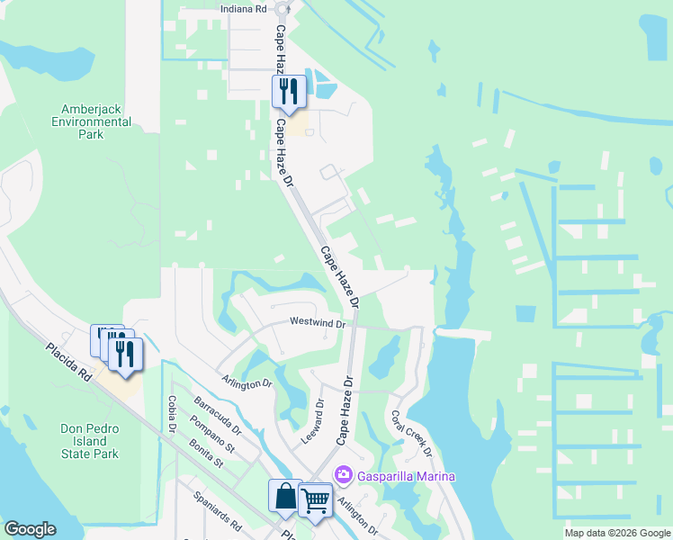 map of restaurants, bars, coffee shops, grocery stores, and more near 3984 Cape Haze Drive in Rotonda West