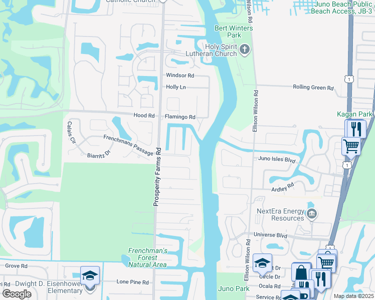 map of restaurants, bars, coffee shops, grocery stores, and more near 12850 Shore Drive in West Palm Beach