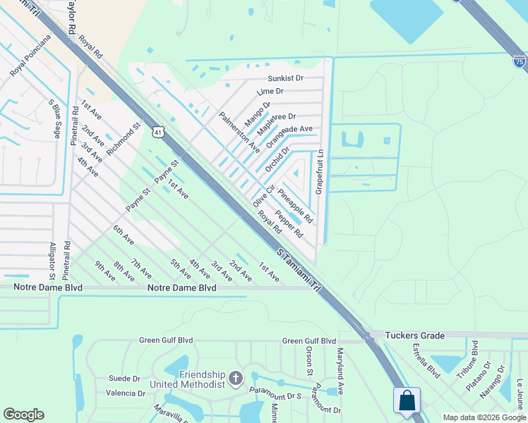 map of restaurants, bars, coffee shops, grocery stores, and more near 11450 Royal Road in Punta Gorda