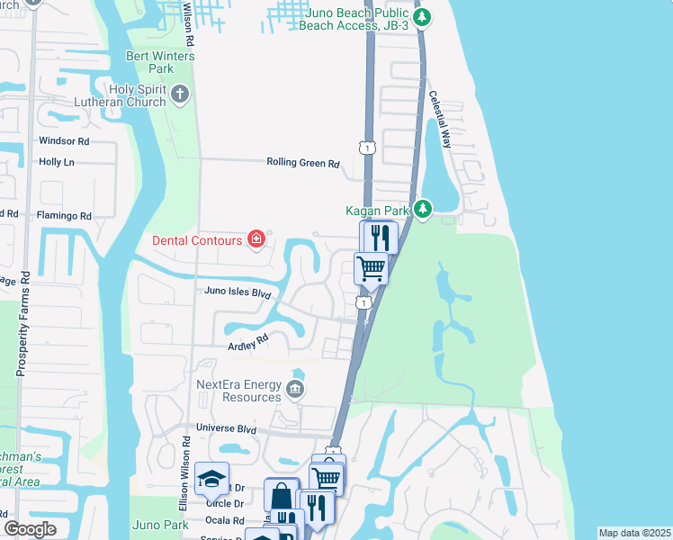 map of restaurants, bars, coffee shops, grocery stores, and more near 12888 Packwood Road in North Palm Beach