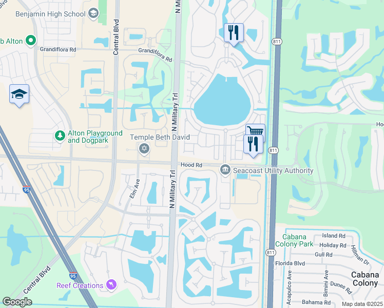 map of restaurants, bars, coffee shops, grocery stores, and more near 420 Pumpkin Drive in Palm Beach Gardens