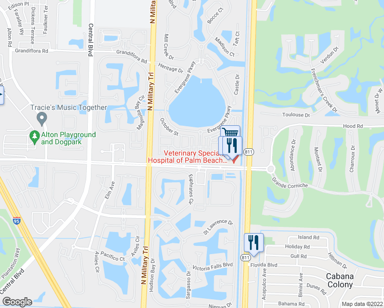 map of restaurants, bars, coffee shops, grocery stores, and more near 306 September Street in Palm Beach Gardens