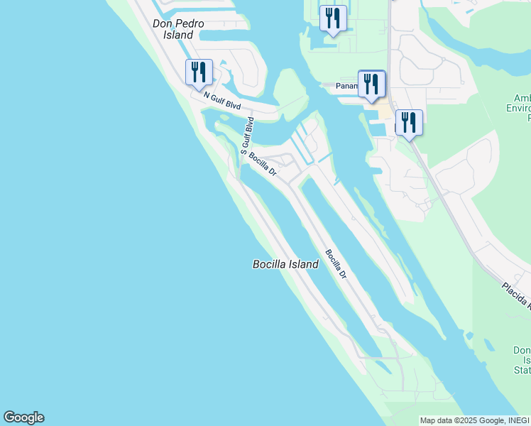 map of restaurants, bars, coffee shops, grocery stores, and more near 100 South Gulf Boulevard in Placida