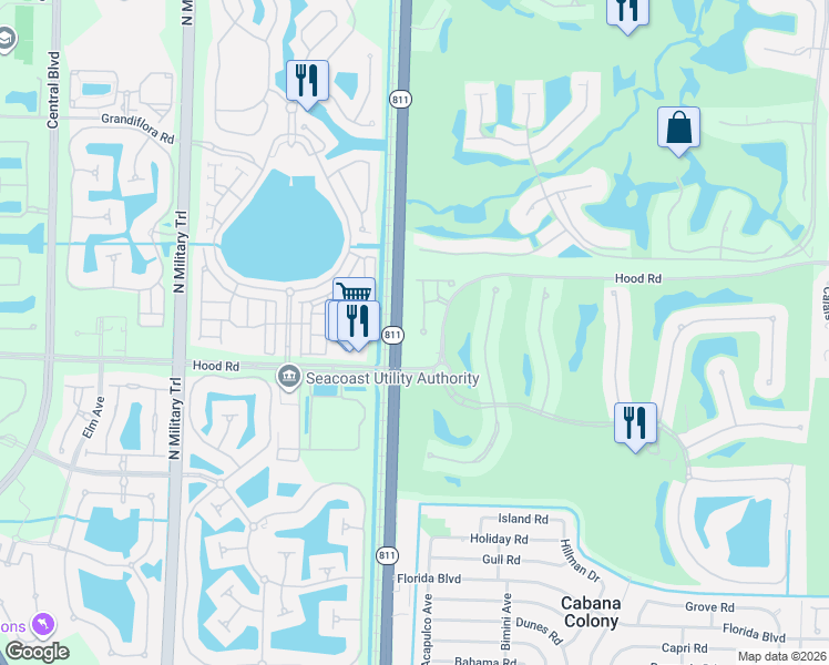 map of restaurants, bars, coffee shops, grocery stores, and more near 361 Chambord Terrace in Palm Beach Gardens