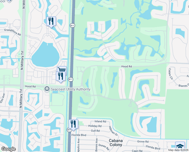 map of restaurants, bars, coffee shops, grocery stores, and more near 135 Abondance Drive in Palm Beach Gardens