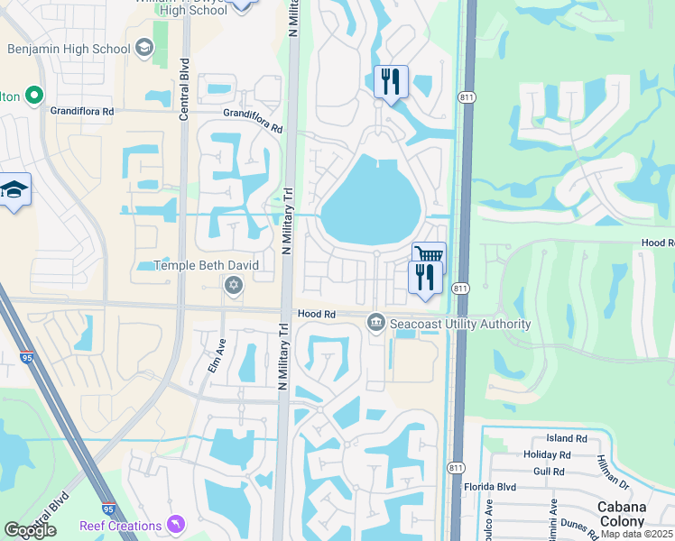 map of restaurants, bars, coffee shops, grocery stores, and more near 335 October Street in Palm Beach Gardens