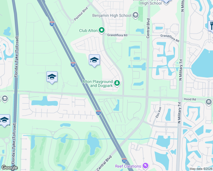 map of restaurants, bars, coffee shops, grocery stores, and more near 5239 Beckman Terrace in Palm Beach Gardens