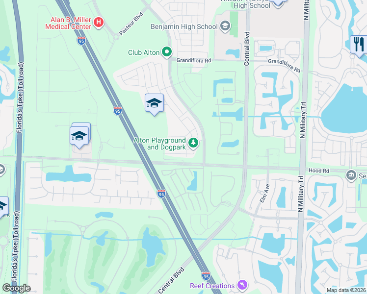 map of restaurants, bars, coffee shops, grocery stores, and more near 5213 Beckman Terrace in Palm Beach Gardens