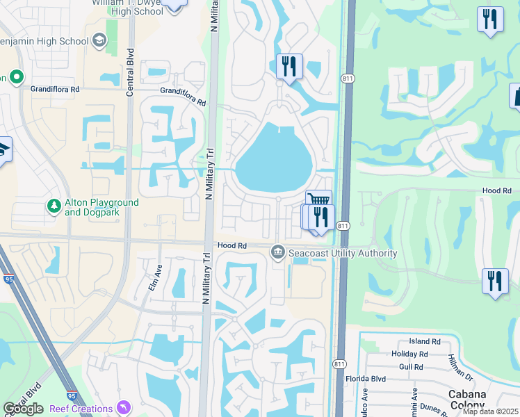 map of restaurants, bars, coffee shops, grocery stores, and more near 342 October Street in Palm Beach Gardens