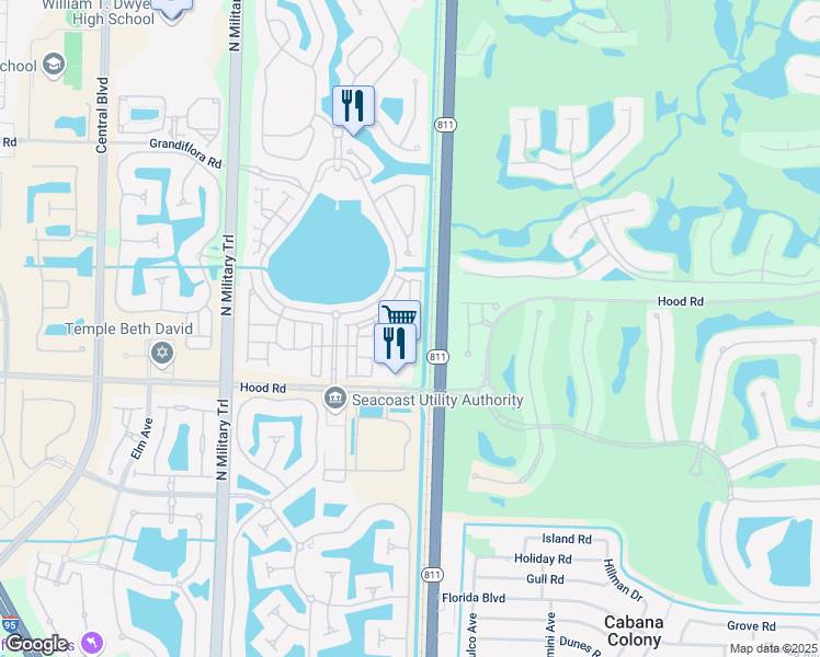 map of restaurants, bars, coffee shops, grocery stores, and more near 62 Stoney Drive in Palm Beach Gardens