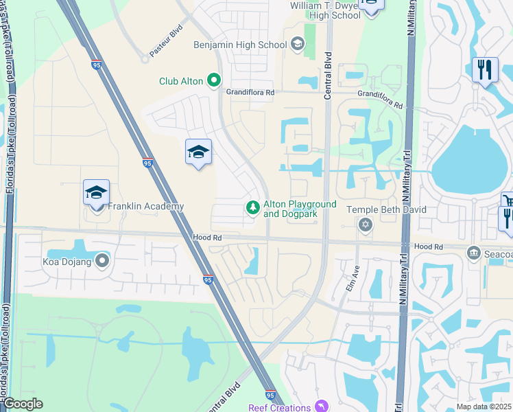 map of restaurants, bars, coffee shops, grocery stores, and more near 5135 Beckman Terrace in Palm Beach Gardens