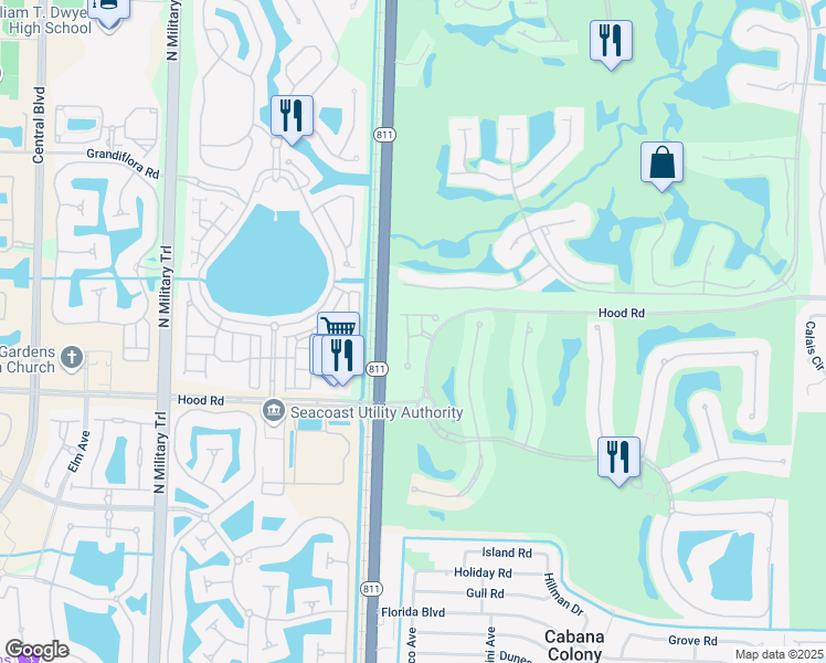 map of restaurants, bars, coffee shops, grocery stores, and more near 311 Chambord Terrace in Palm Beach Gardens