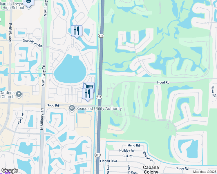 map of restaurants, bars, coffee shops, grocery stores, and more near 98 Chambord Terrace in Palm Beach Gardens