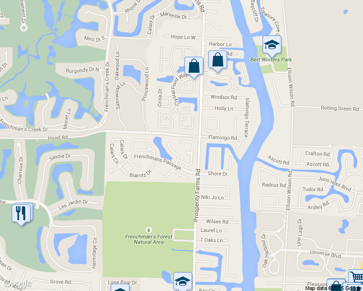map of restaurants, bars, coffee shops, grocery stores, and more near 2503 Monaco Terrace in West Palm Beach