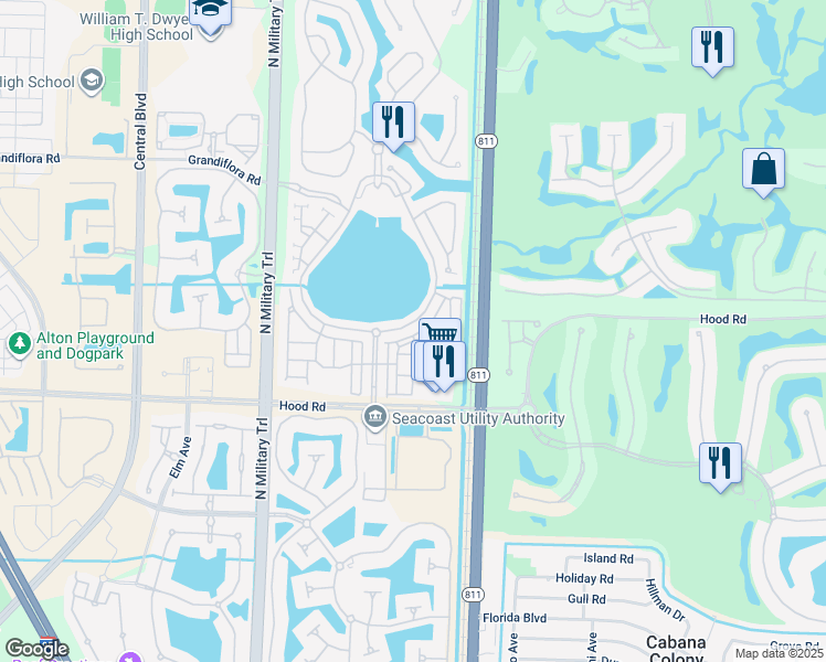 map of restaurants, bars, coffee shops, grocery stores, and more near 180 Evergrene Parkway in Palm Beach Gardens
