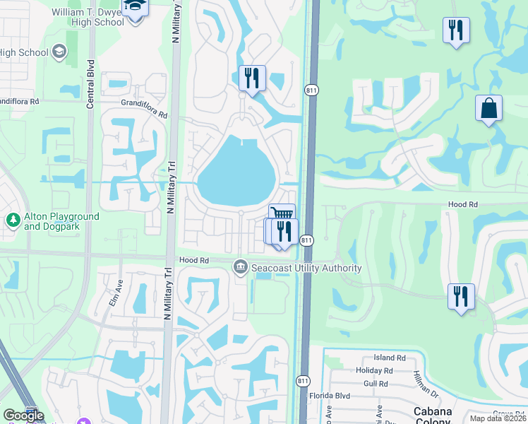 map of restaurants, bars, coffee shops, grocery stores, and more near 180 Evergrene Parkway in Palm Beach Gardens