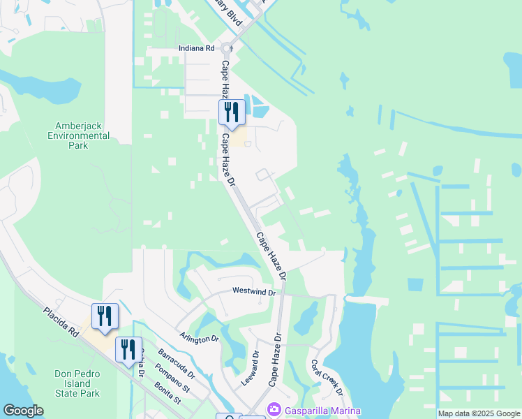 map of restaurants, bars, coffee shops, grocery stores, and more near 3923 Cape Haze Drive in Placida