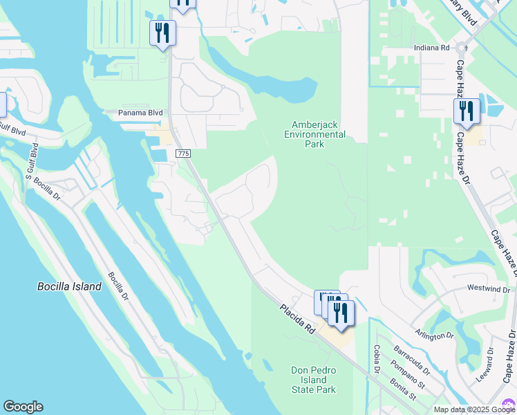 map of restaurants, bars, coffee shops, grocery stores, and more near 8785 Conch Avenue in Placida