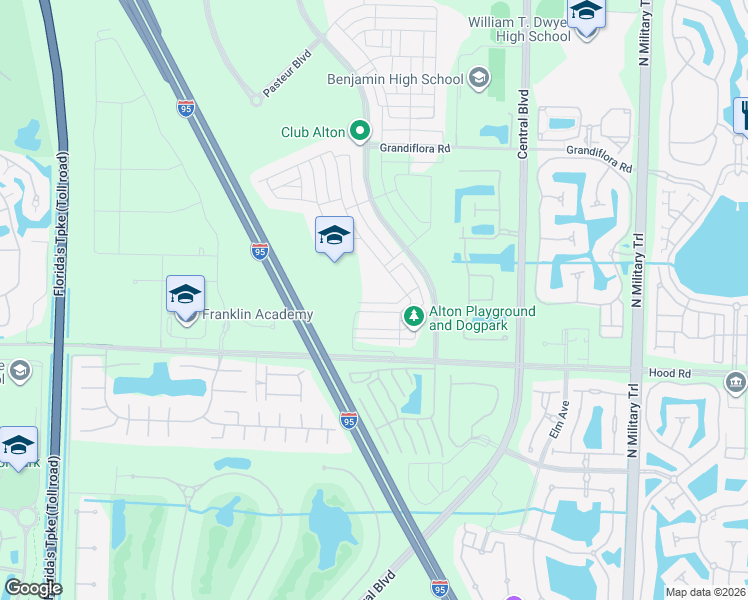 map of restaurants, bars, coffee shops, grocery stores, and more near 5213 Beckman Terrace in Palm Beach Gardens