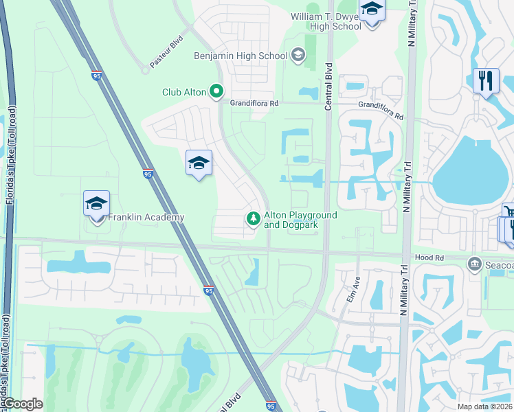 map of restaurants, bars, coffee shops, grocery stores, and more near 5135 Beckman Terrace in Palm Beach Gardens