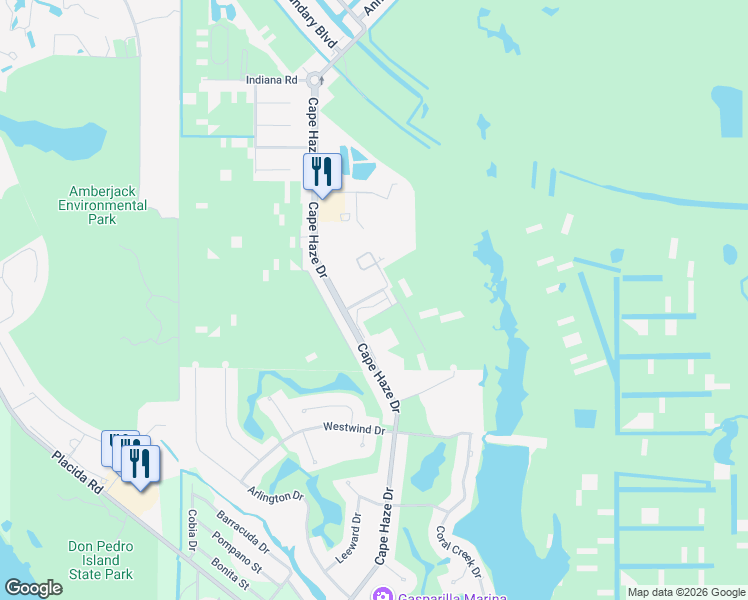map of restaurants, bars, coffee shops, grocery stores, and more near 3550 Haitian Road in Placida