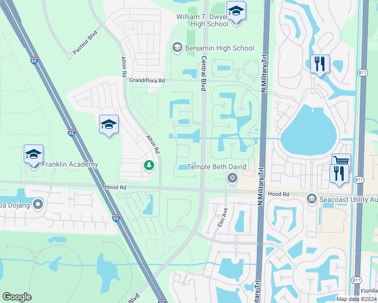 map of restaurants, bars, coffee shops, grocery stores, and more near 2132 Milano Drive in Palm Beach Gardens