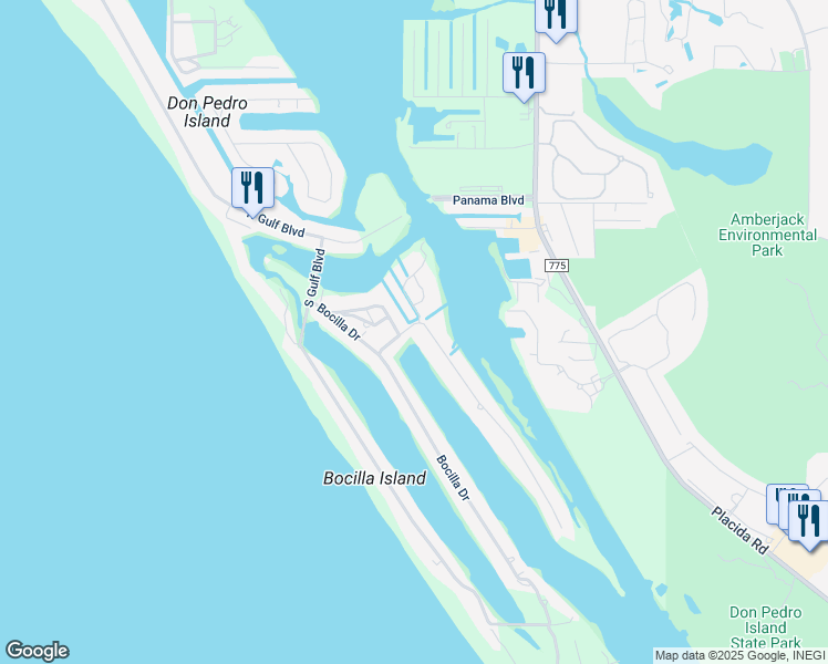 map of restaurants, bars, coffee shops, grocery stores, and more near 71 Kettle Harbor Drive in Placida