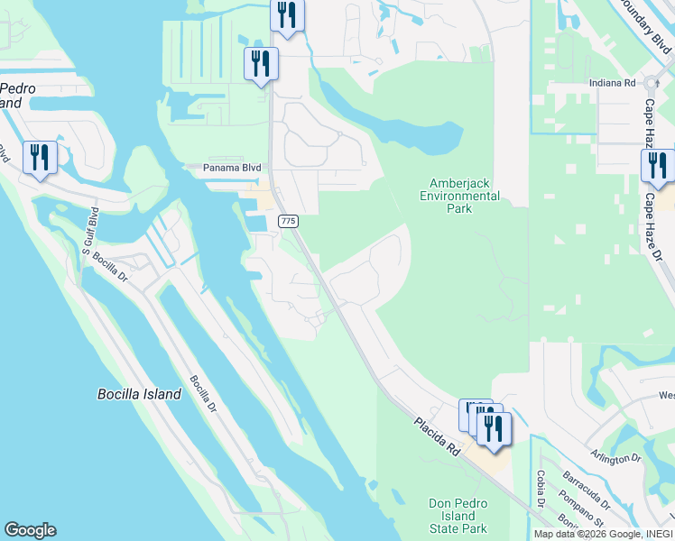 map of restaurants, bars, coffee shops, grocery stores, and more near 8928 Scallop Way in Placida