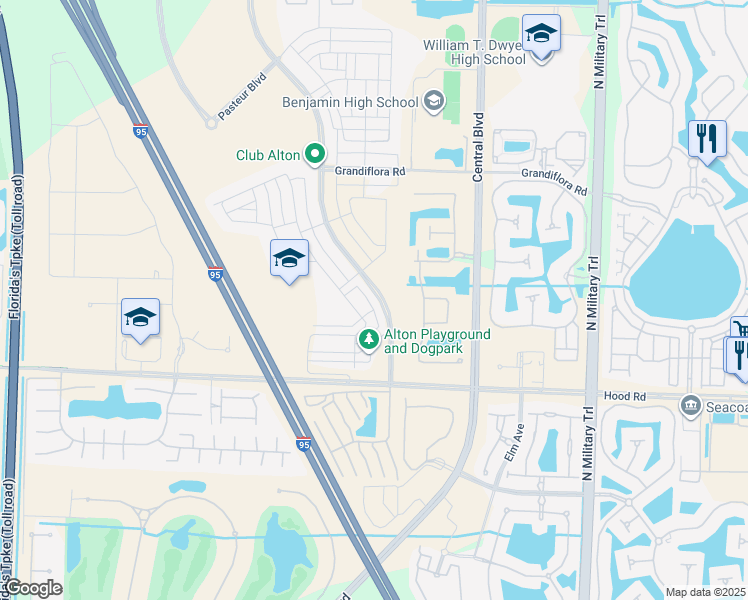 map of restaurants, bars, coffee shops, grocery stores, and more near 12913 Alton Road in Palm Beach Gardens