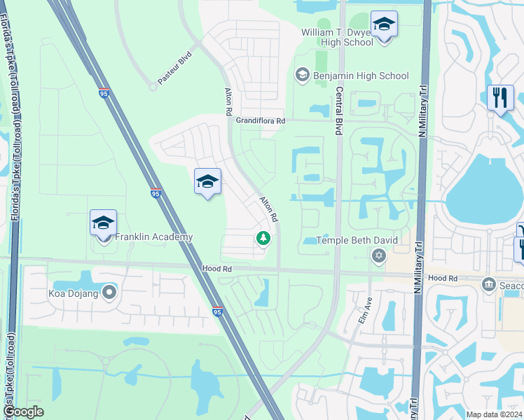 map of restaurants, bars, coffee shops, grocery stores, and more near 12724 Machiavelli Way in Palm Beach Gardens