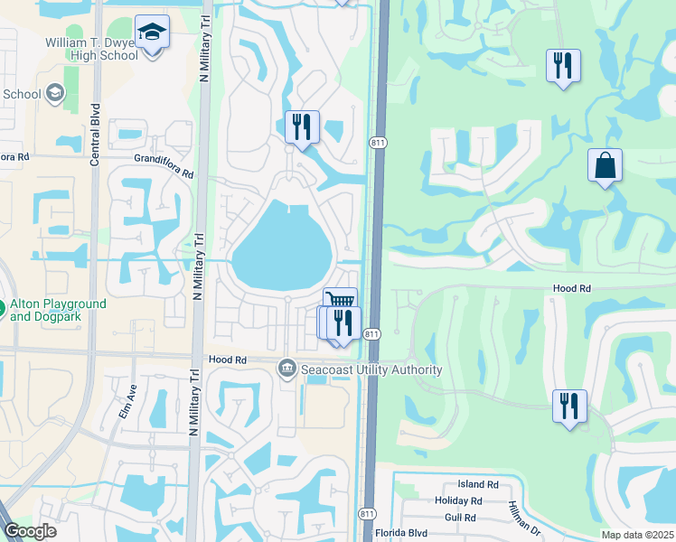 map of restaurants, bars, coffee shops, grocery stores, and more near 118 Evergrene Parkway in Palm Beach Gardens
