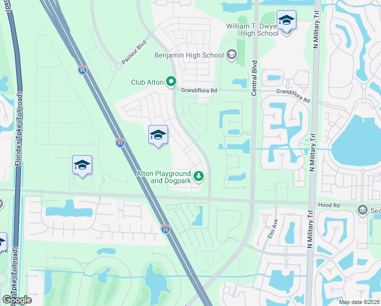 map of restaurants, bars, coffee shops, grocery stores, and more near 12724 Machiavelli Way in Palm Beach Gardens