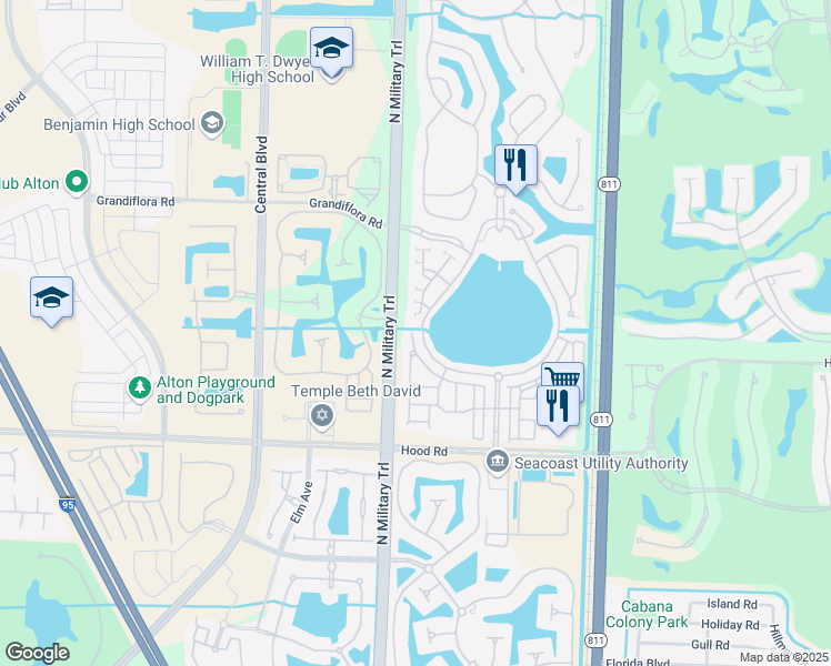 map of restaurants, bars, coffee shops, grocery stores, and more near 101 Evergrene Parkway in Palm Beach Gardens