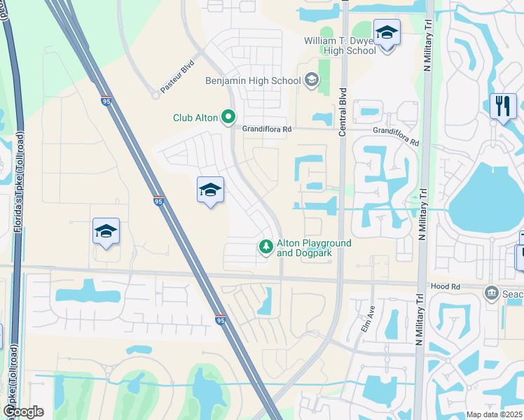 map of restaurants, bars, coffee shops, grocery stores, and more near 12913 Alton Road in Palm Beach Gardens