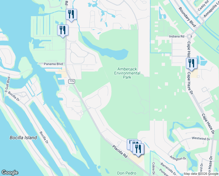 map of restaurants, bars, coffee shops, grocery stores, and more near 8912 Conch Avenue in Placida