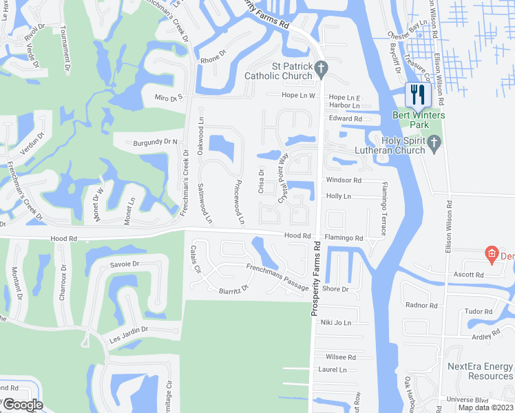 map of restaurants, bars, coffee shops, grocery stores, and more near 2596 La Cristal Circle in Palm Beach Gardens