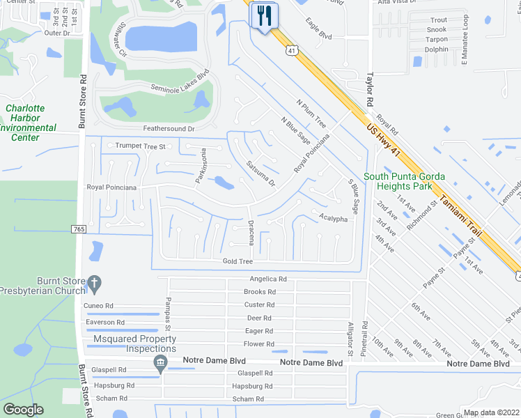 map of restaurants, bars, coffee shops, grocery stores, and more near 439 Royal Poinciana in Punta Gorda