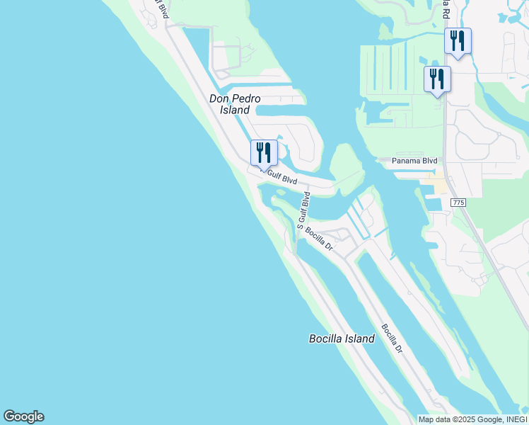 map of restaurants, bars, coffee shops, grocery stores, and more near 177 North Gulf Boulevard in Placida