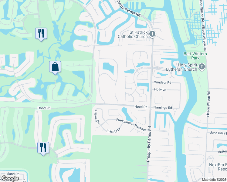 map of restaurants, bars, coffee shops, grocery stores, and more near 12 Princewood Lane in Palm Beach Gardens