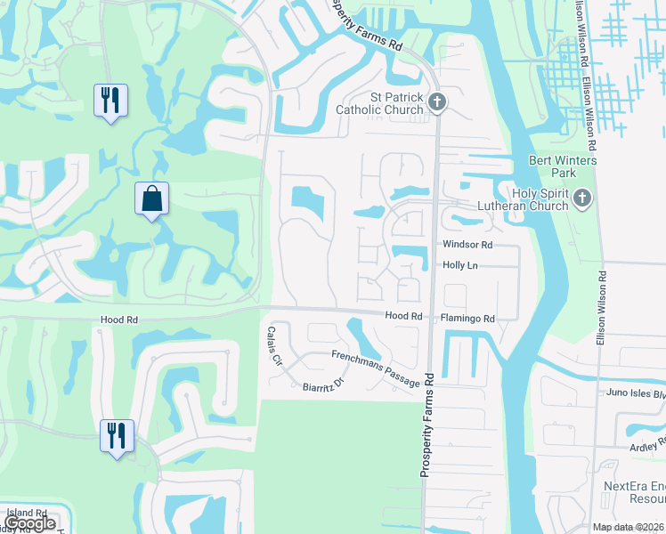 map of restaurants, bars, coffee shops, grocery stores, and more near 12 Princewood Lane in Palm Beach Gardens
