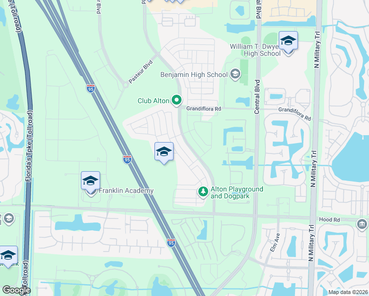 map of restaurants, bars, coffee shops, grocery stores, and more near 13141 Alton Road in Palm Beach Gardens
