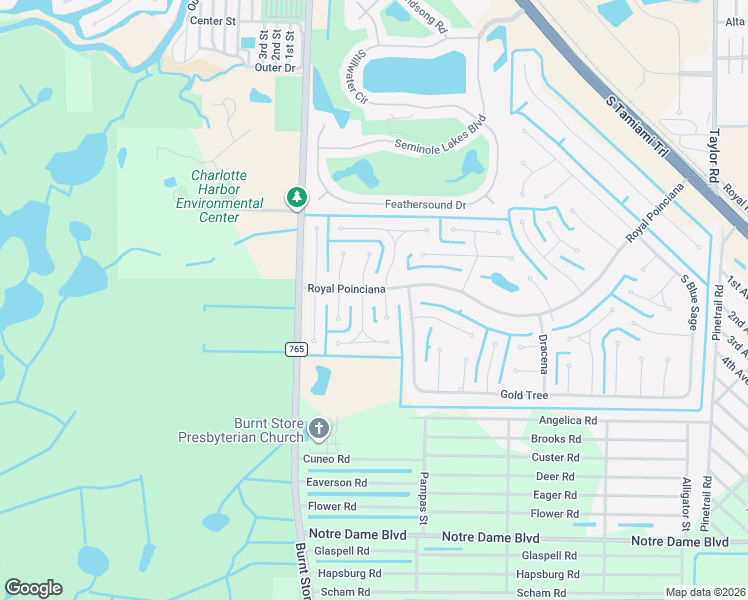 map of restaurants, bars, coffee shops, grocery stores, and more near 7422 South Tulip Tree in Punta Gorda
