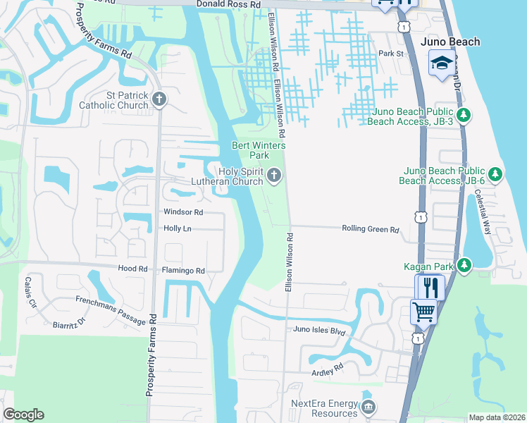 map of restaurants, bars, coffee shops, grocery stores, and more near 13249 Rolling Green Road in North Palm Beach