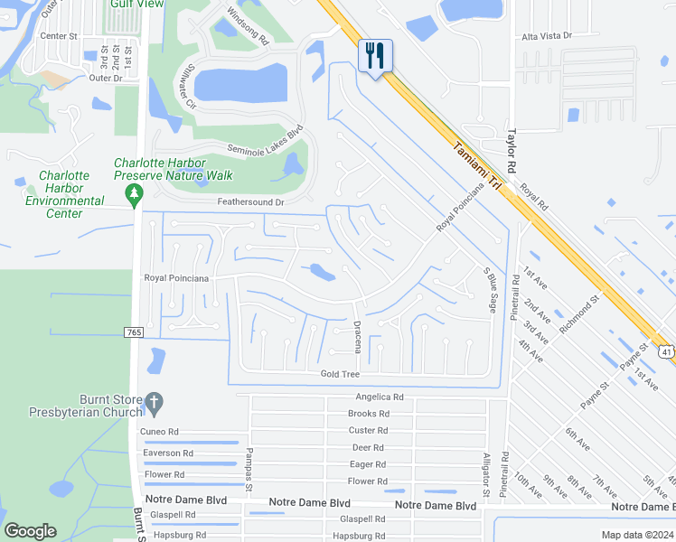 map of restaurants, bars, coffee shops, grocery stores, and more near 7357 Schefflera in Punta Gorda