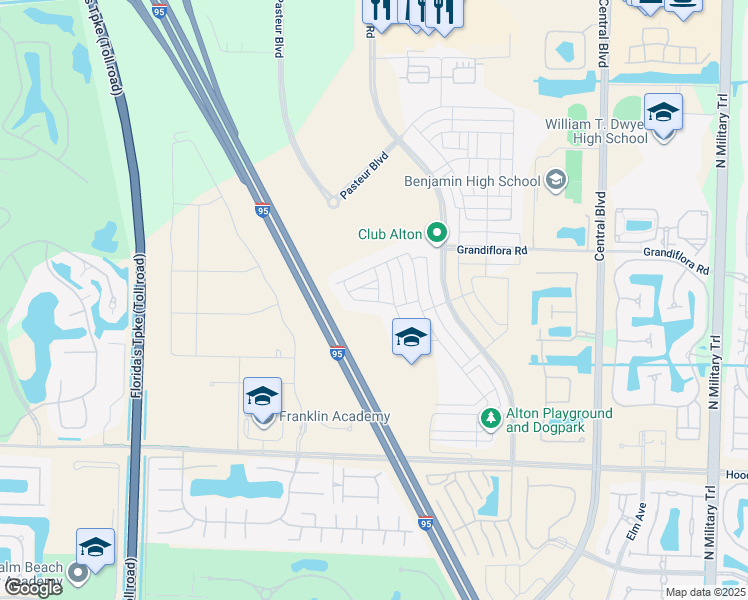 map of restaurants, bars, coffee shops, grocery stores, and more near 13541 Machiavelli Way in Palm Beach Gardens