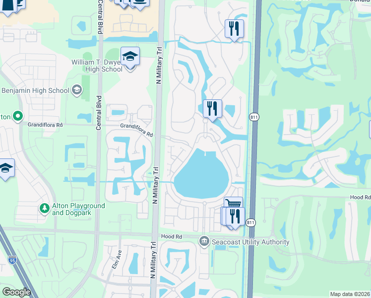 map of restaurants, bars, coffee shops, grocery stores, and more near 564 Tomahawk Court in Palm Beach Gardens