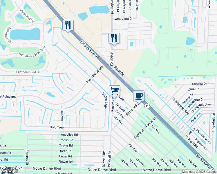 map of restaurants, bars, coffee shops, grocery stores, and more near 7350 South Plum Tree in Punta Gorda